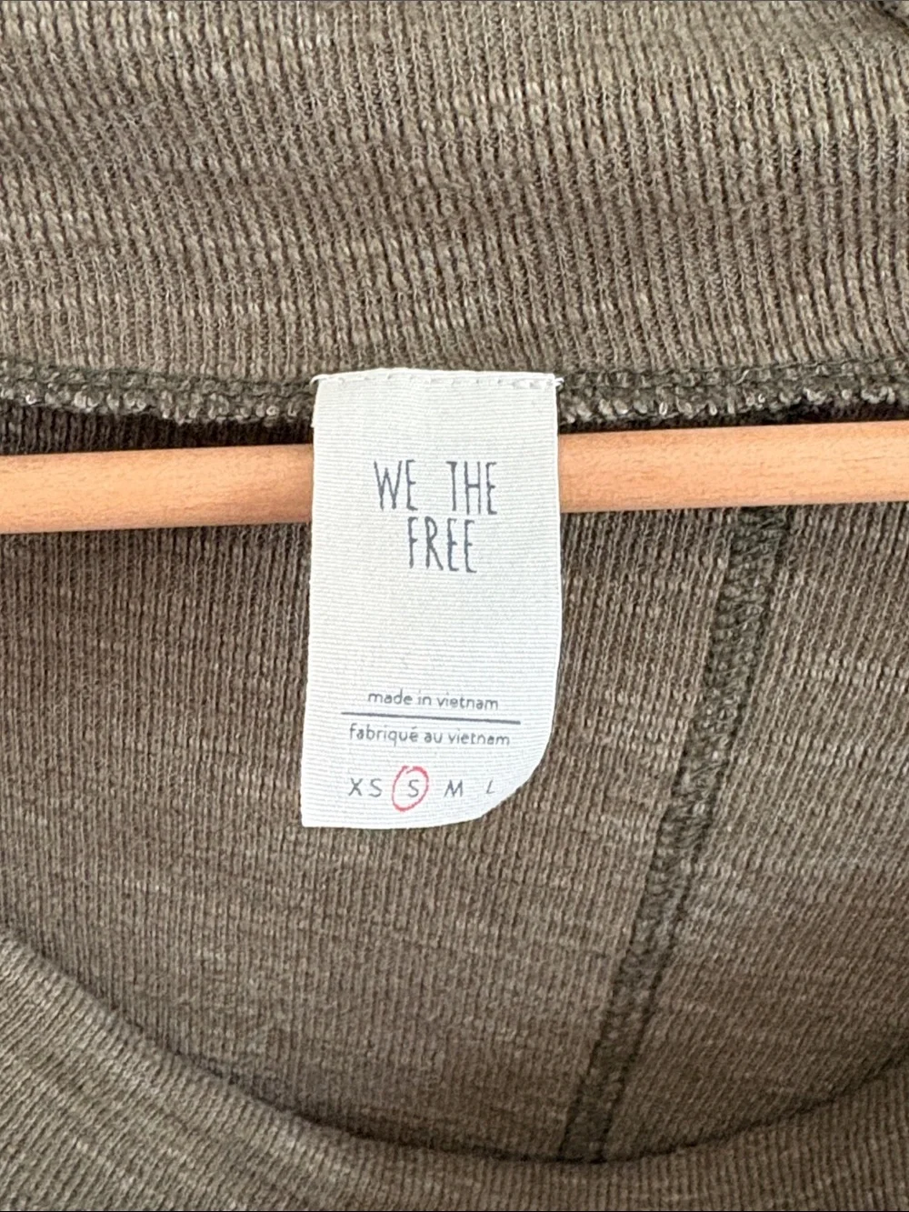Free People Skyline Thermal Off the Shoulder Shirt Olive Green size Small